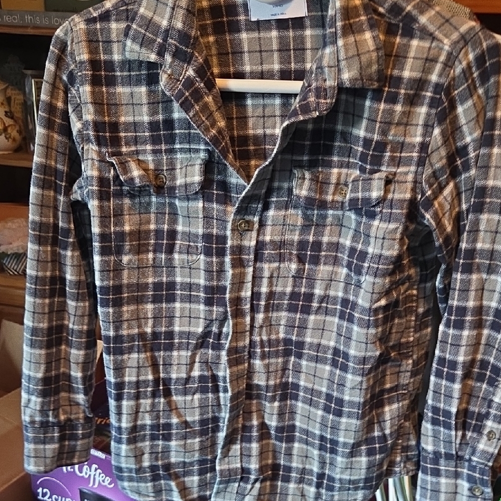 Old Navy Plaid Button Down Shirt - Blue and Tan